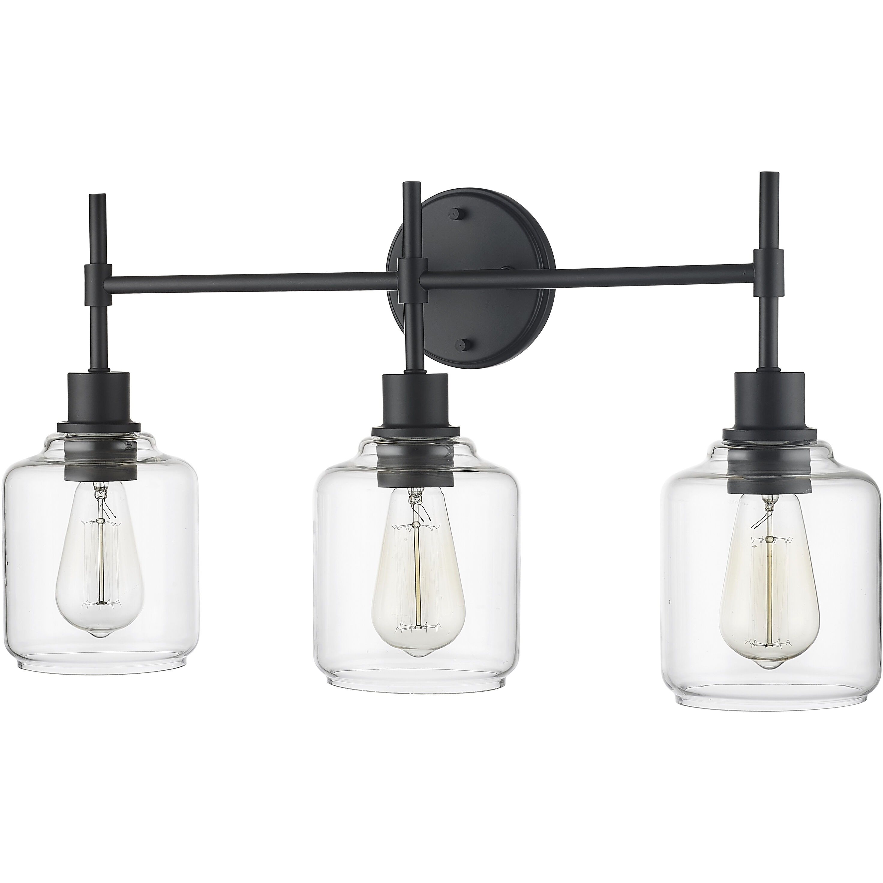 Asheville 3 Light 25 inch Matte Black Bathroom Vanity Light Wall Light